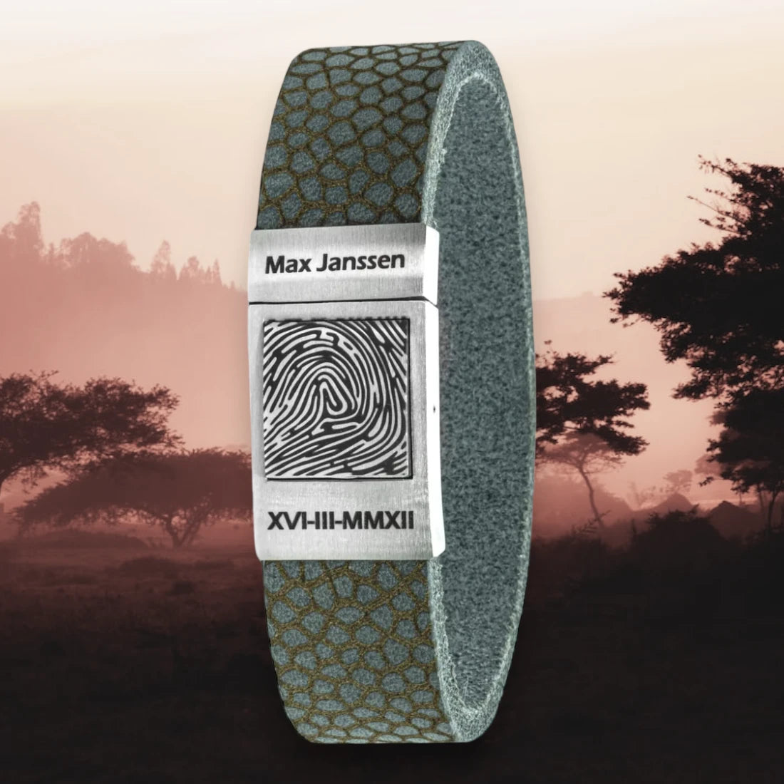 Fingerabdruck-Armband – Africa Edition – Schwarz/braunes italienisches Leder