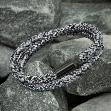 Elite-Armband schwarz – Schwarz/weißes Seil