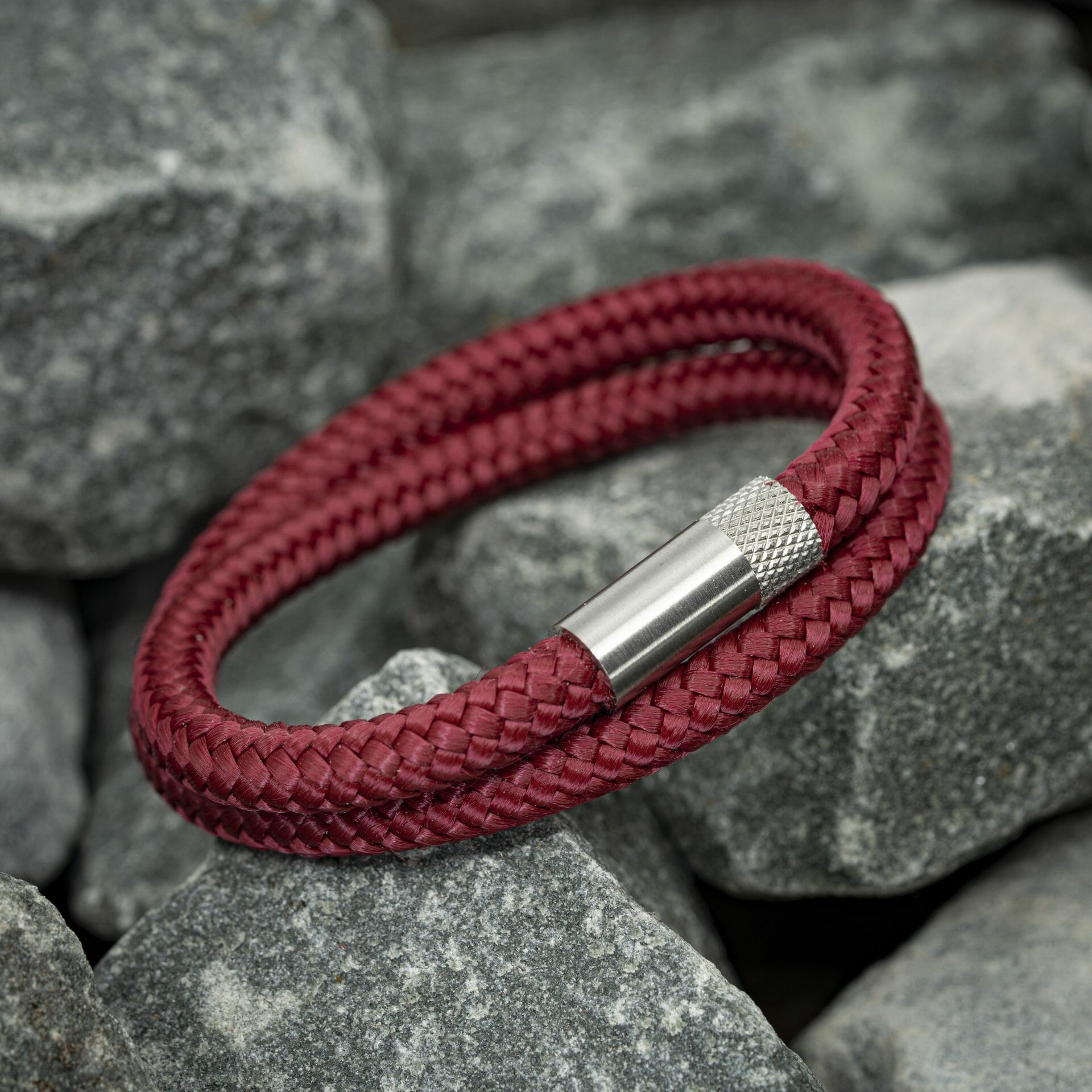 Elite armband zilver - Rood touw