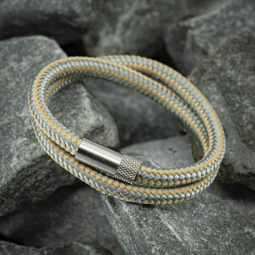 Elite-Armband Silber – Honig / graues Seil