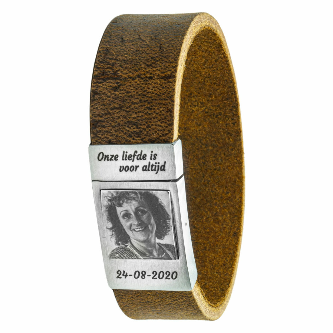 <b>Vintage</b> leather photo bracelet with your own photo